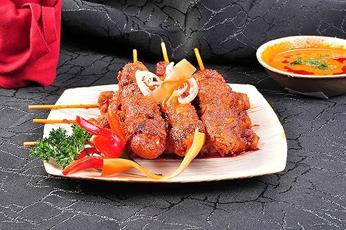 Miniatura 5 de Paquete de 100 platos llanos de hoja de palma cuadrada real de 6 pulgadas, compostable, desechable, resistente, ecológico, apto para microondas,