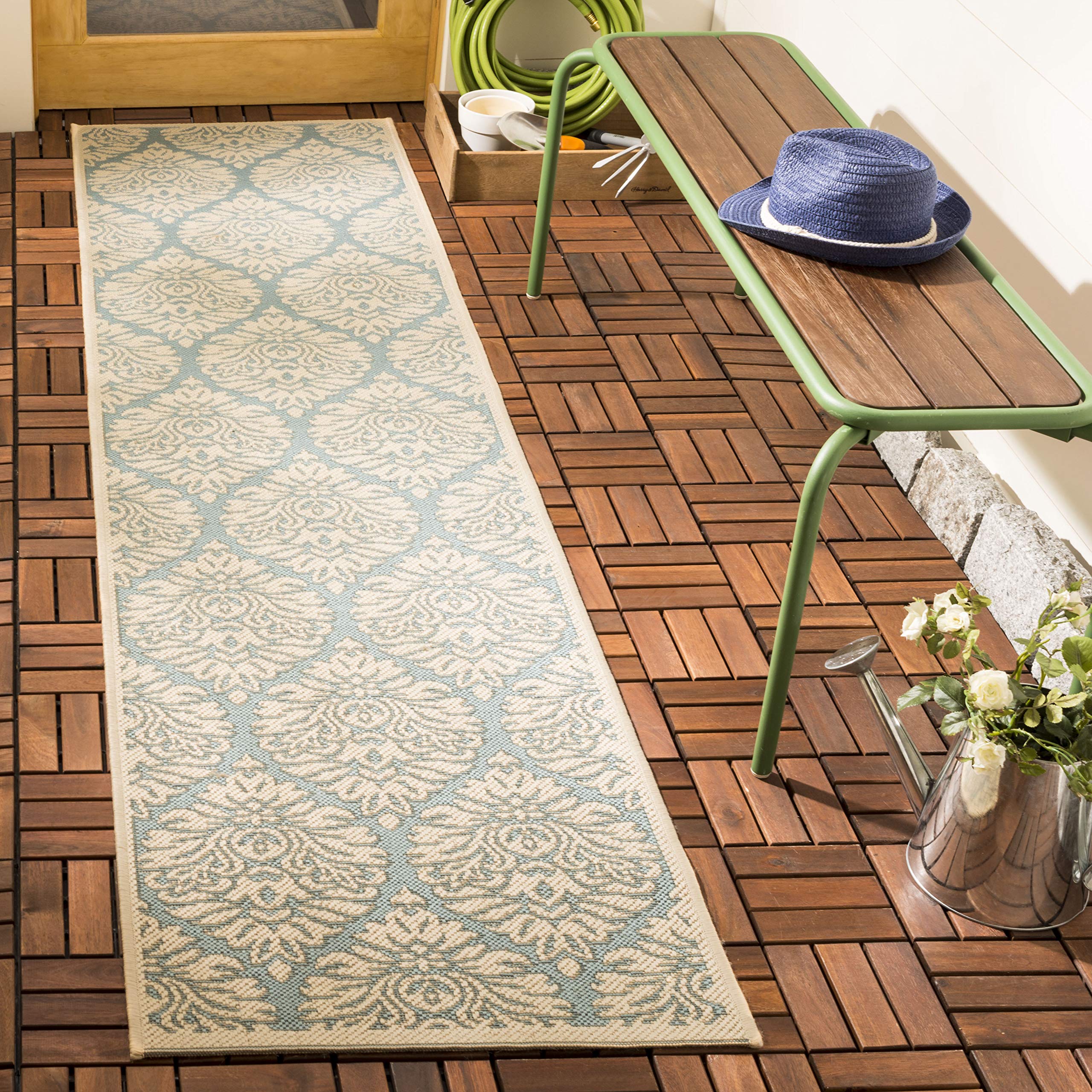 Tapis géométrique aqua crée une ambiance bord de mer dans votre salon et chambre