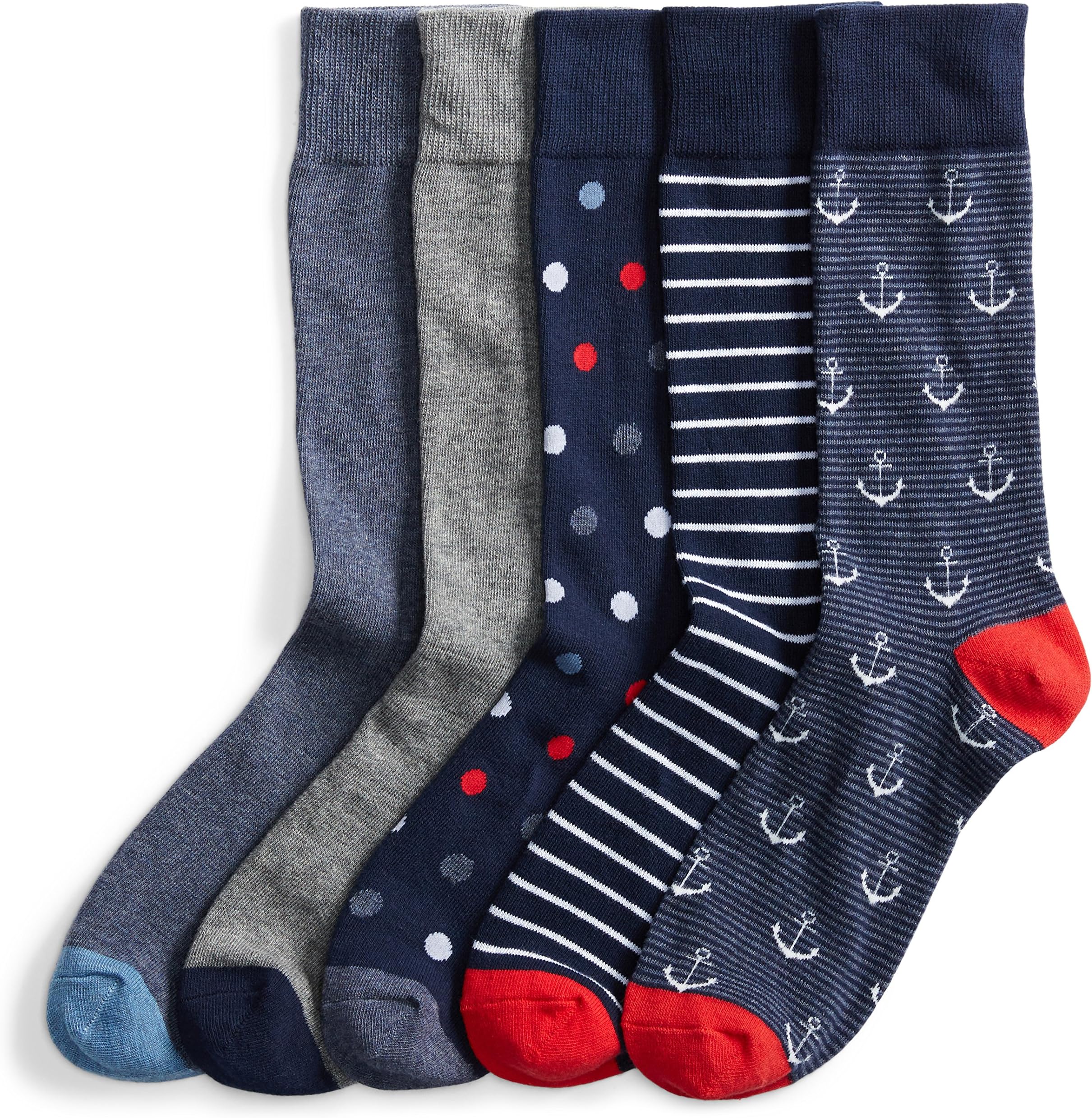 Amazon EssentialsMen's Comfortable Patterned Dress Socks, 5 Pairs