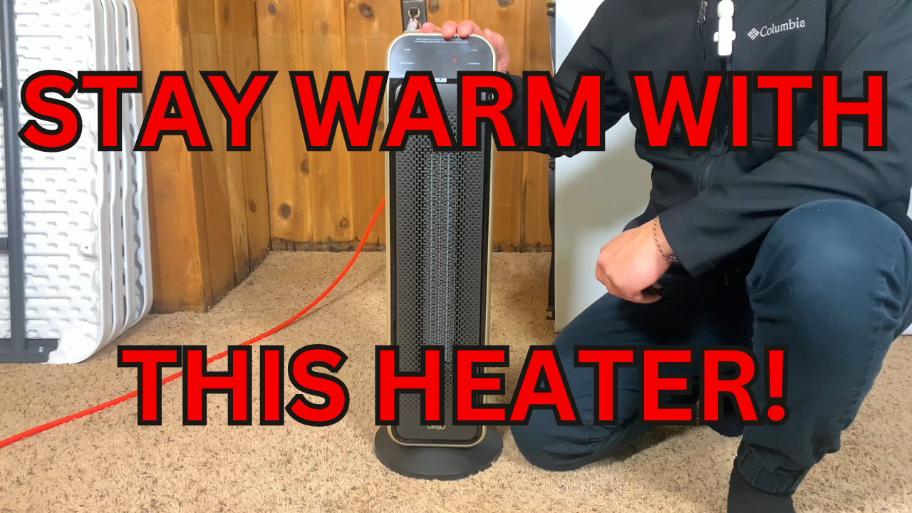 Dreo Space Heater display showing temperature settings from 41°F to 95°F, with a dedicated thermal sensor.