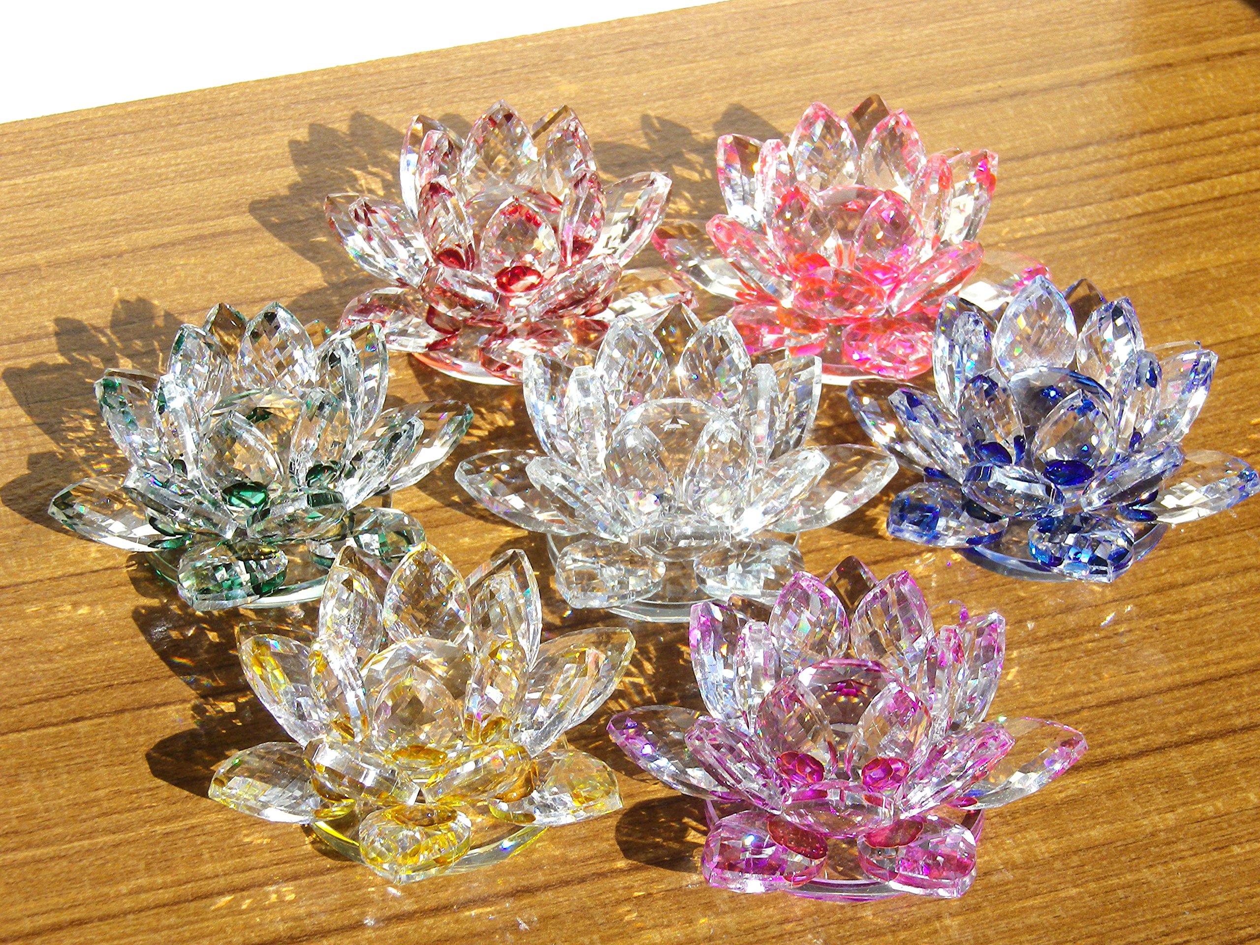 Amazon.co.jp: 【KKD】クリスタルガラス 蓮の花 ハス 置物 インテリア