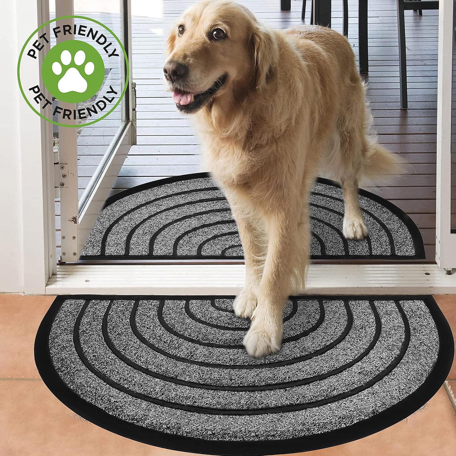 ubdyo 2 Pack Heavy Duty Door Mat Outdoor Entrance - Muddy Dirt Trapping Outdoor Mats - Low Pile Front Door Mat Outside Entrance - Anti Slip Indoor Doormat - 30'' x 17'', Bright Grey