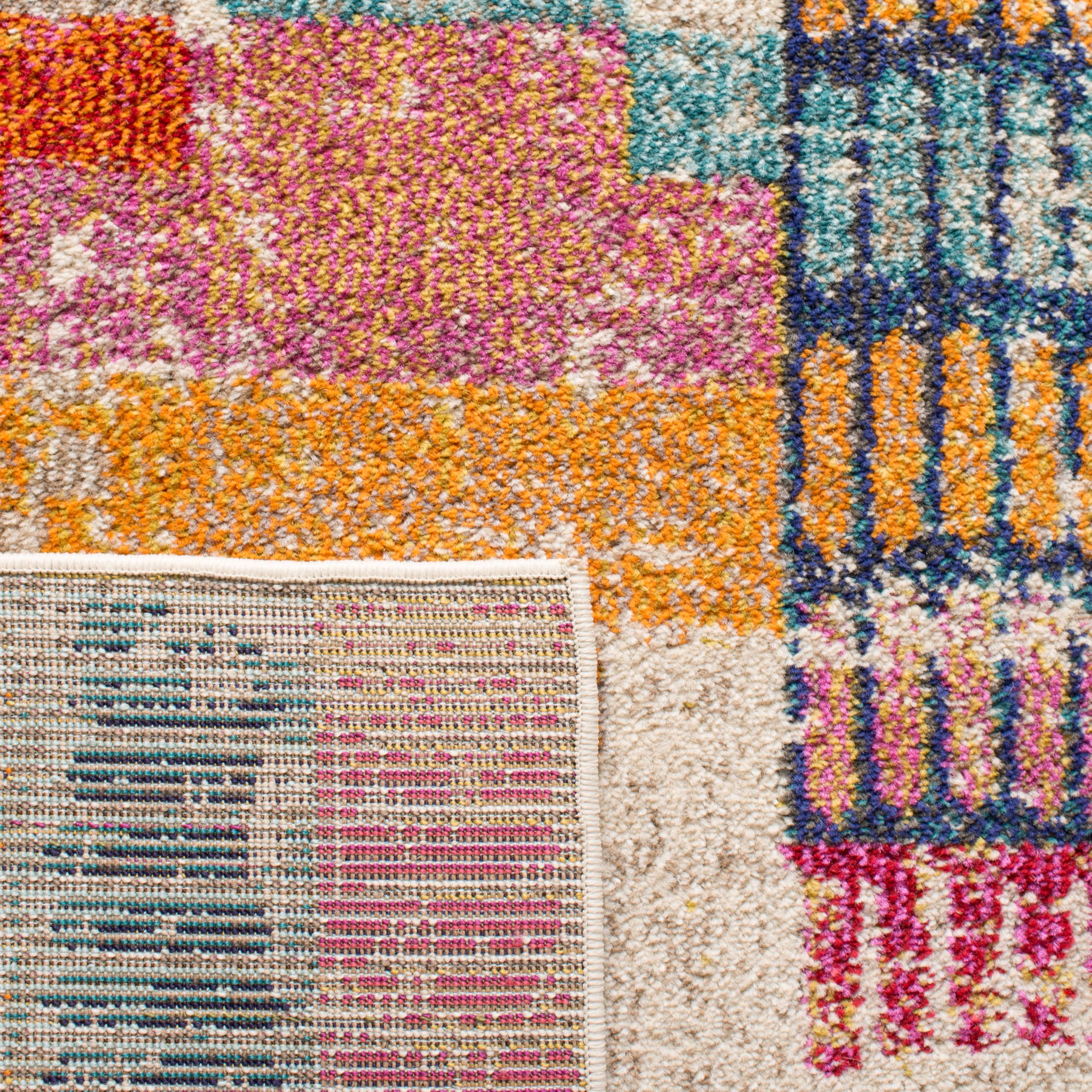 SAFAVIEH Madison Collection Accent Rug - 3' x 5', Ivory & Multi, Boho Abstract Distressed Design, Non-Shedding & Easy Care, Ideal for High Traffic