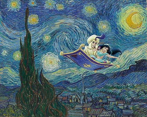 Póster impreso de Vincent Van Gogh de Aladdin y Jasmine (11 x 14 pulgadas) de noche estrellada