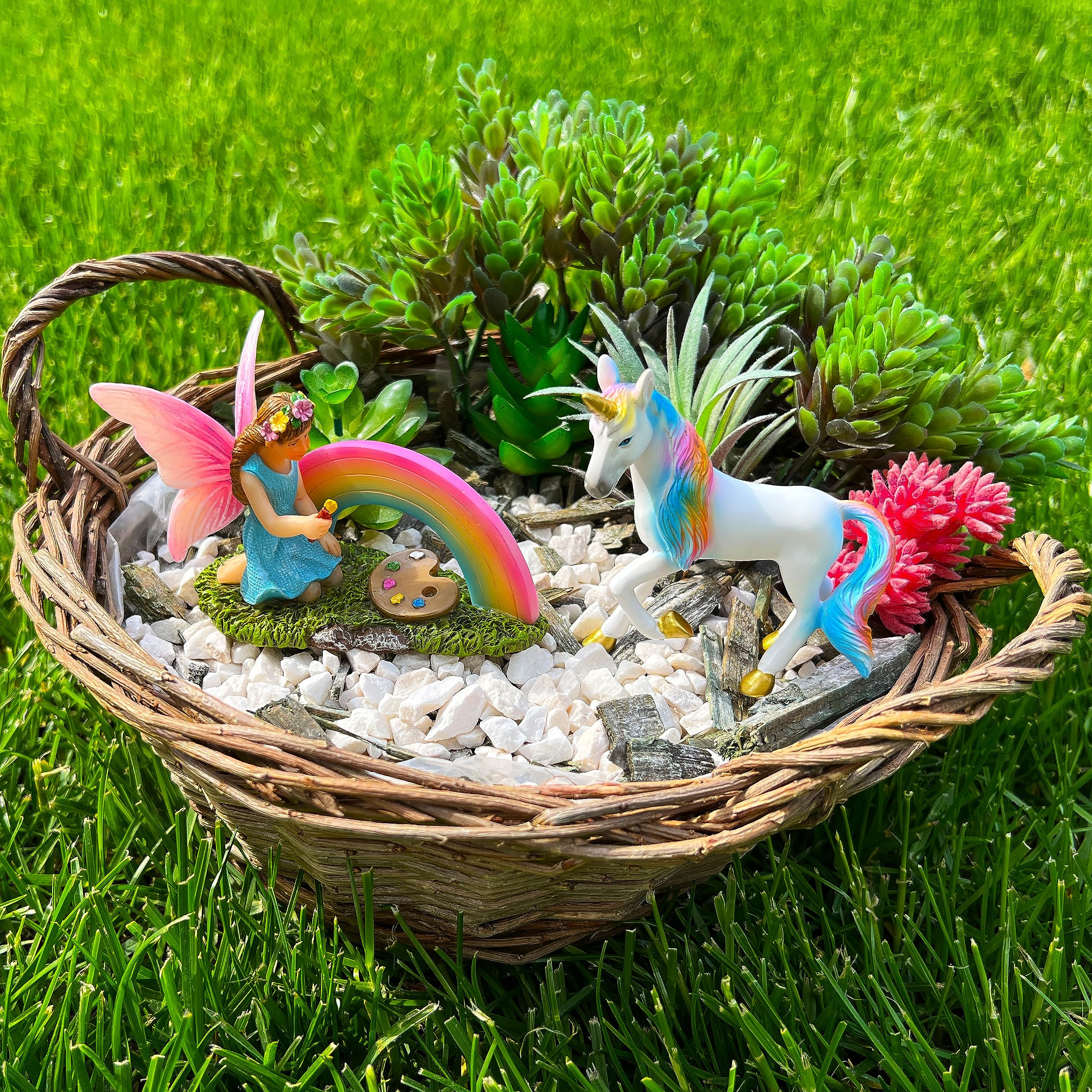 Mood Lab Fairy Garden - tęczowy jednorożec zestaw 2 szt. - miniaturowe figurki i akcesoria zestaw