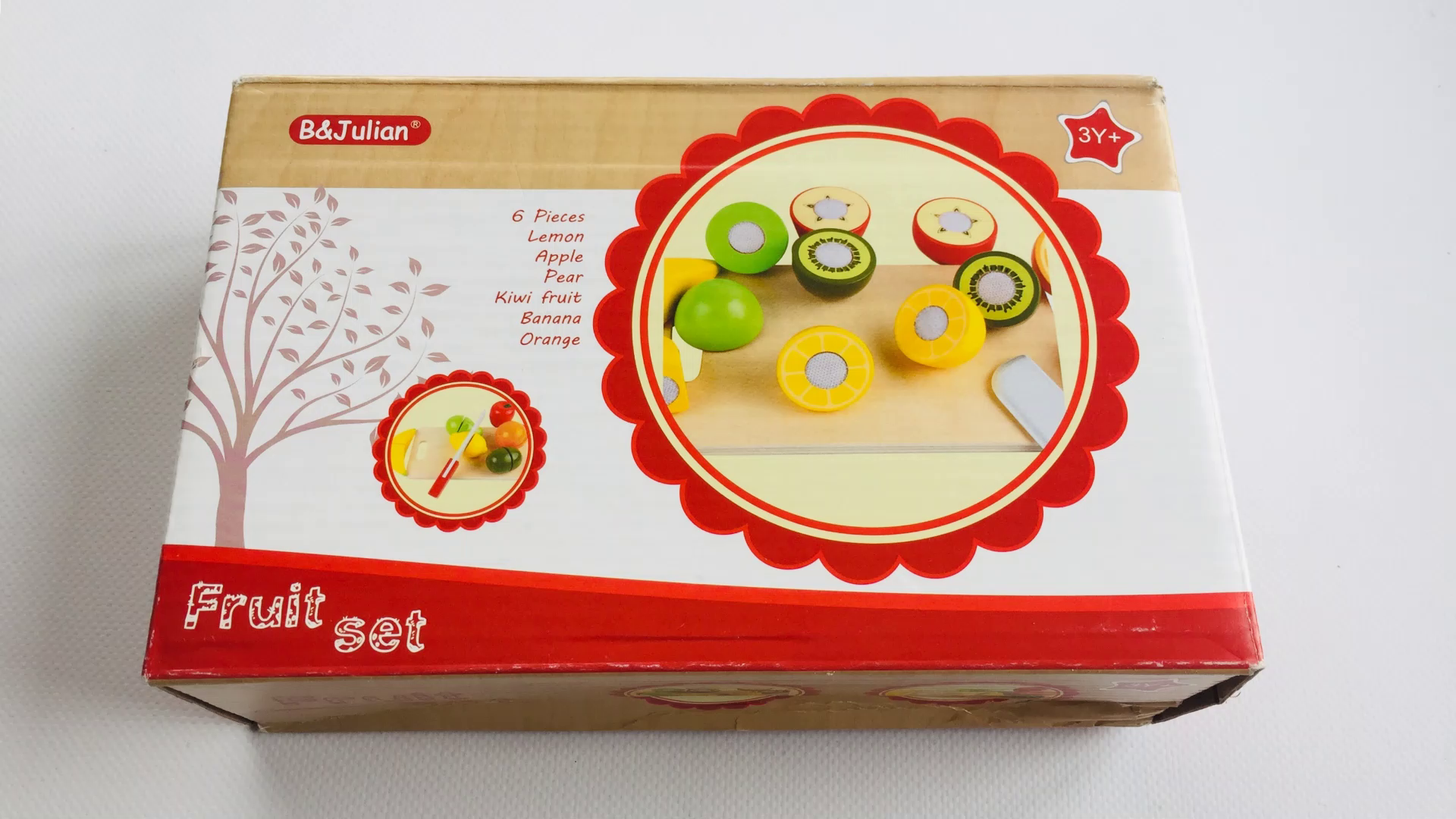 B&Julian® Schneiden Spielzeug Lebensmittel Holz Obst mit Schneidebrett Küchenspielzeug für Kinderküche Spielküche… – Bild 8