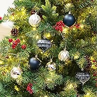 Vista 2 de Amooca Adornos de bolas de Navidad, 28 piezas de 2.8 pulgadas/3.15 pulgadas, inastillables, juego de bolas brillantes mate multiformas, colgantes
