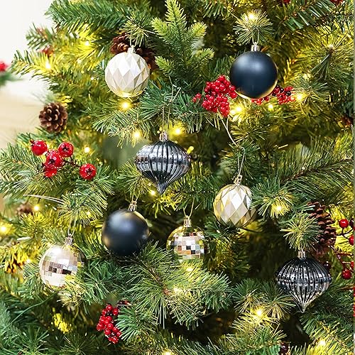 Miniatura 2 de Amooca Adornos de bolas de Navidad, 28 piezas de 2.8 pulgadas3.15 pulgadas, inastillables, juego de bolas brillantes mate multiformas, colgantes de