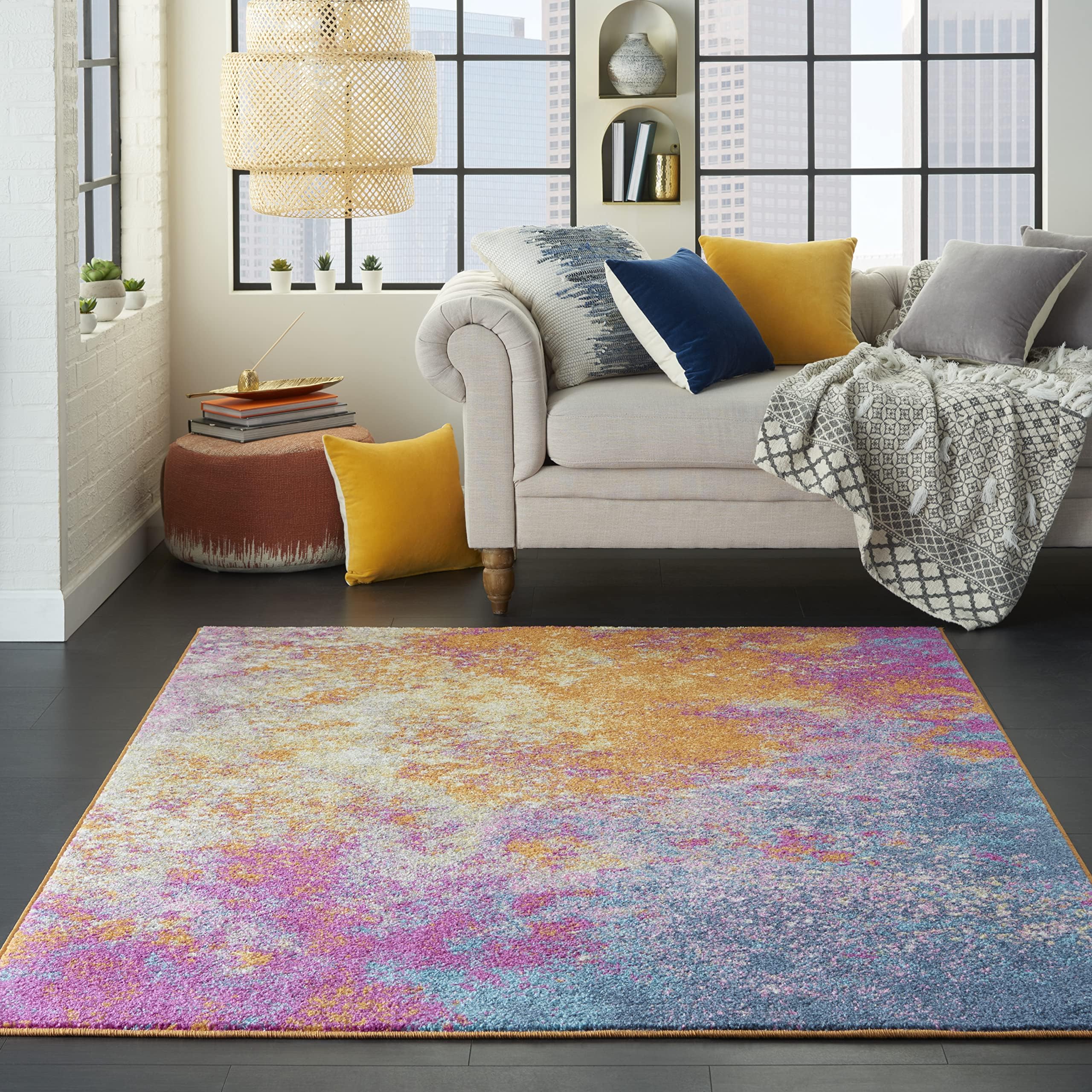 Home Passion Sunburst 5'3'' x 7'3'' Area-Rug, Modern, Abstract, Easy-Cleaning, Non Shedding, Bed Room, Living Room, Dining Room, Kitchen, (5' x 7')
