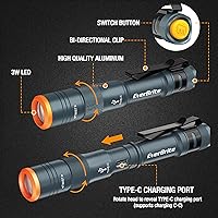 Vista 3 de EverBrite Paquete de 2 mini bolígrafos de luz, linterna recargable de bolsillo con cable USB C, 4 modos de luz, linterna pequeña de 300 lúmenes