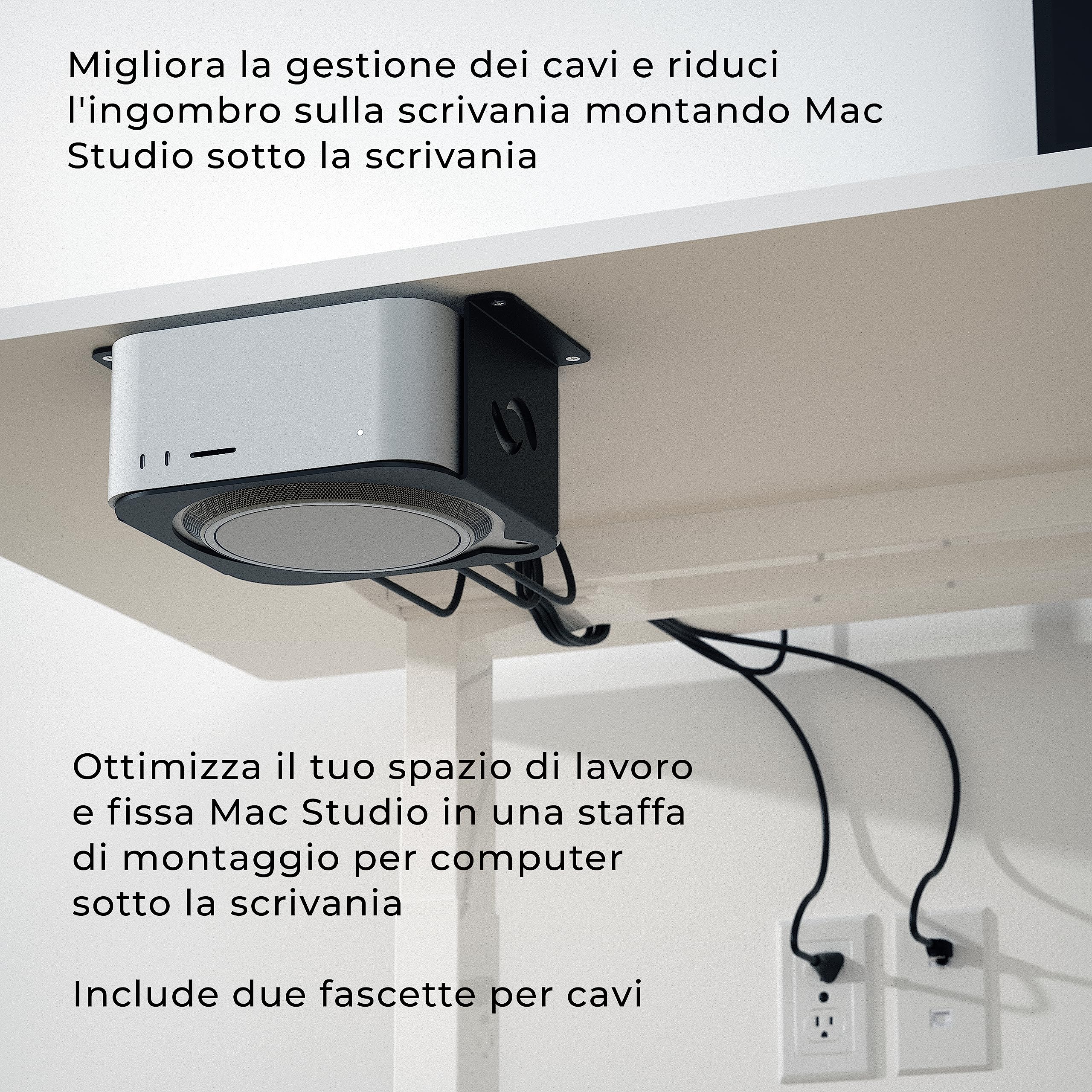 HumanCentric Supporto da scrivania compatibile con Mac Studio Mount, Proteggi o nascondi il tuo Mac Studio sotto la scrivania con un supporto, supporto da scrivania per Apple Studio Mount