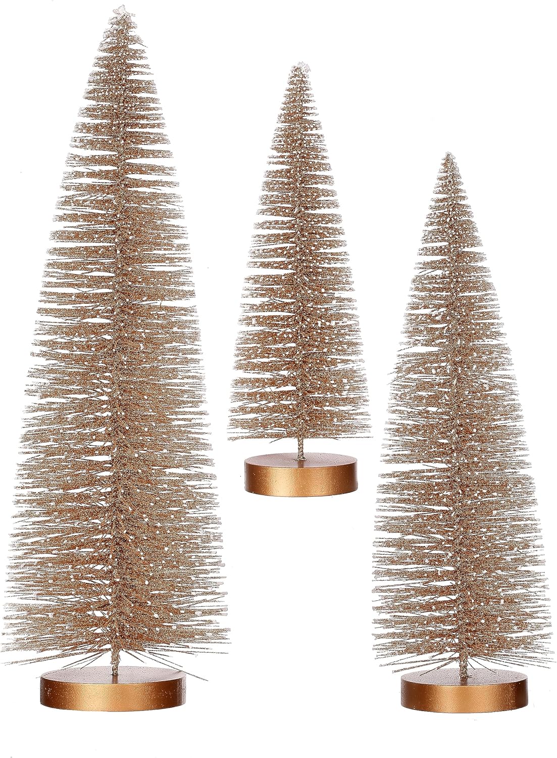 Regency International 9/12/15" Snow Tipped Bristle Tree, Set of 3, Champagne