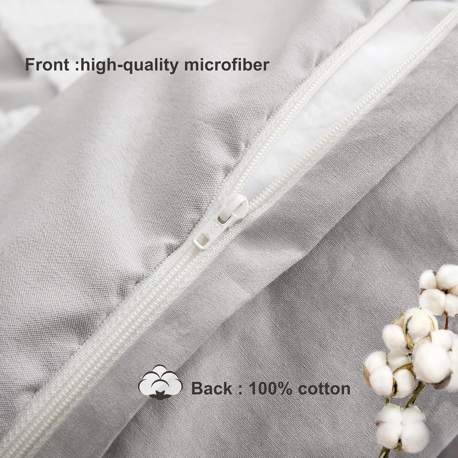 Oli Anderson Tufted Boho Duvet Cover, 3 Pieces Duvet Cover Sets, Luxury Geometric Textured Jacquard Bedding Set for All Seasons (Grey, King(104"×90"))
