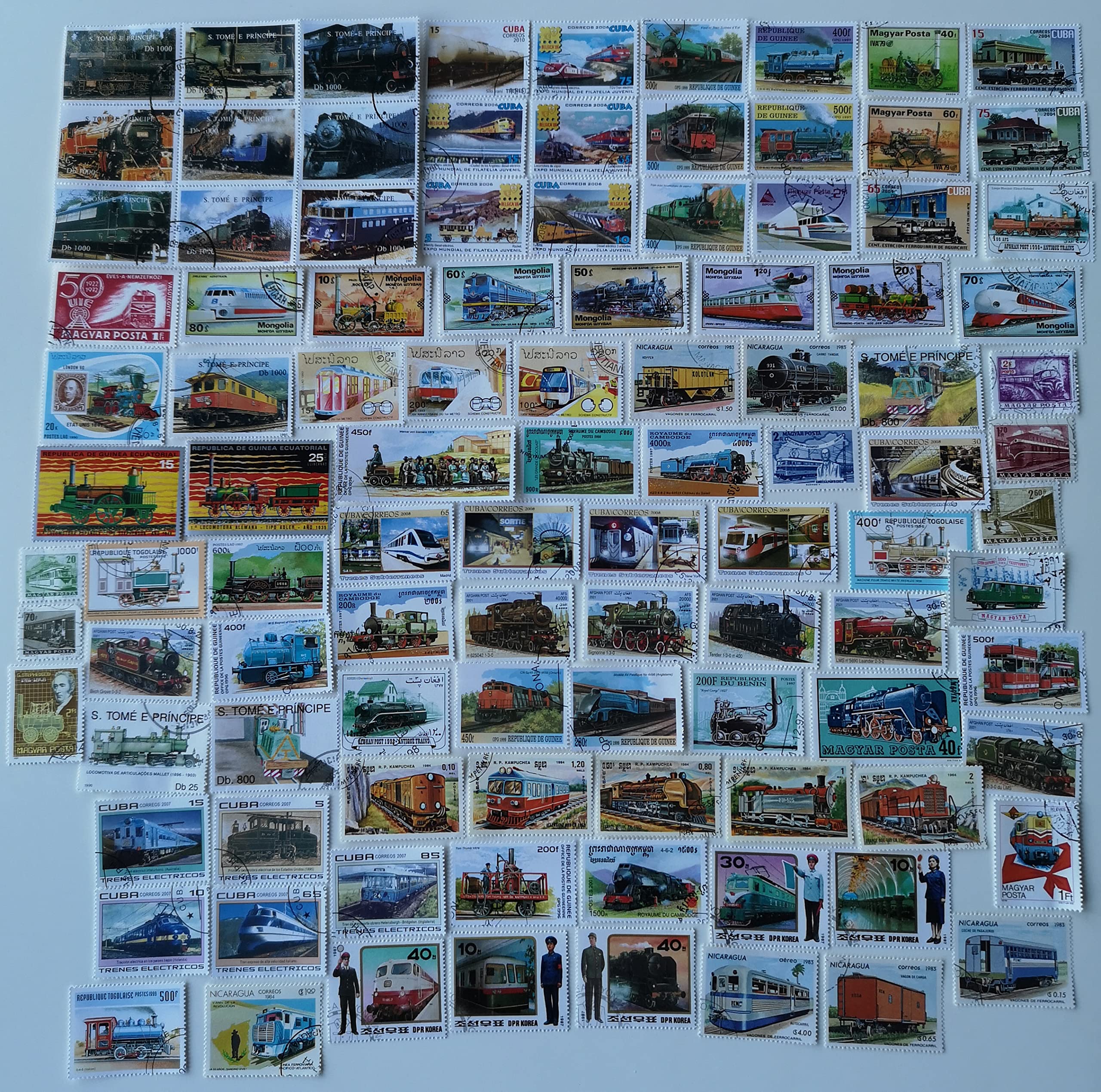 100 Different Trains/Railways/Railroad Stamps Collection (Stamps for Collectors)