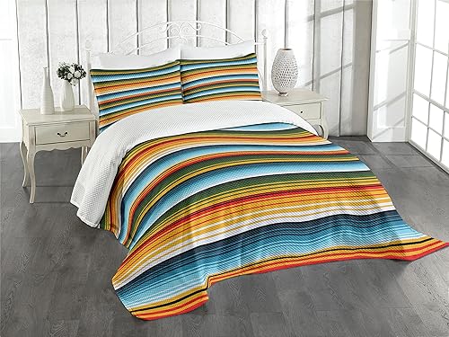 Lunarable - Colcha multicolor disponible en tres tamaños y con diferentes colores, Tela, Azul-verde, talla Queen