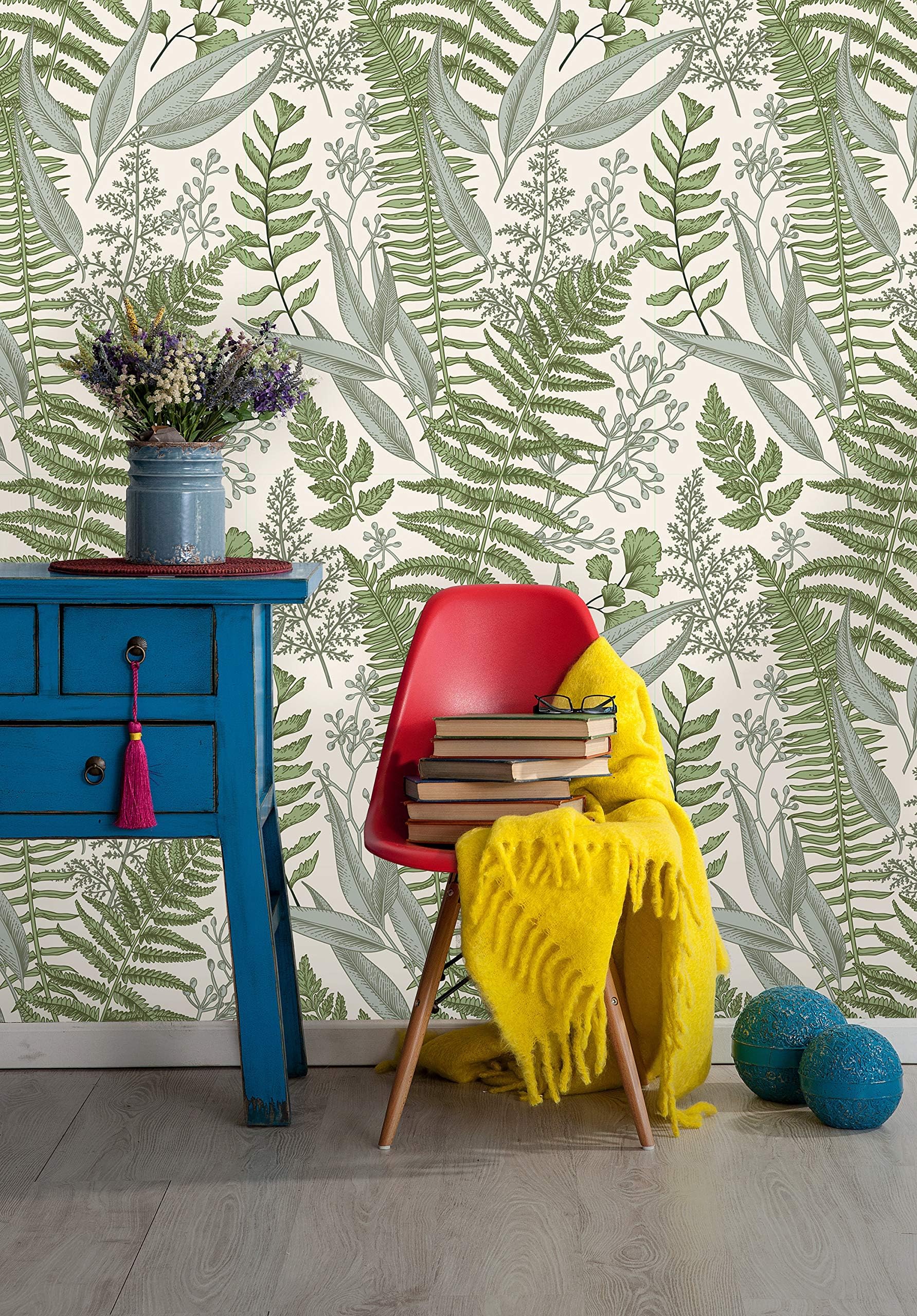 Removable Wallpaper | Peel and Stick Floral Pattern | Botanical Self Adhesive Wall Mural (Sample 6" x 8")