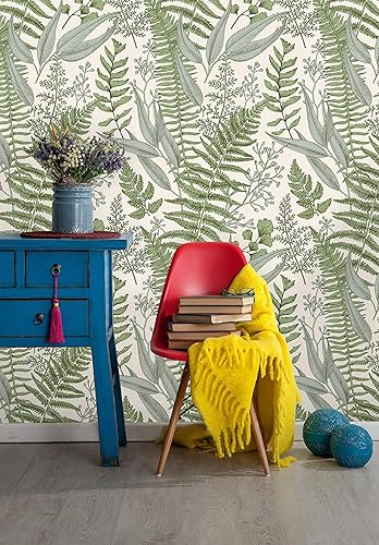 Coloritto Papel tapiz extraíble, patrón floral para despegar y pegar, mural de pared autoadhesivo botánico (muestra de 12 pulgadas de ancho x 8