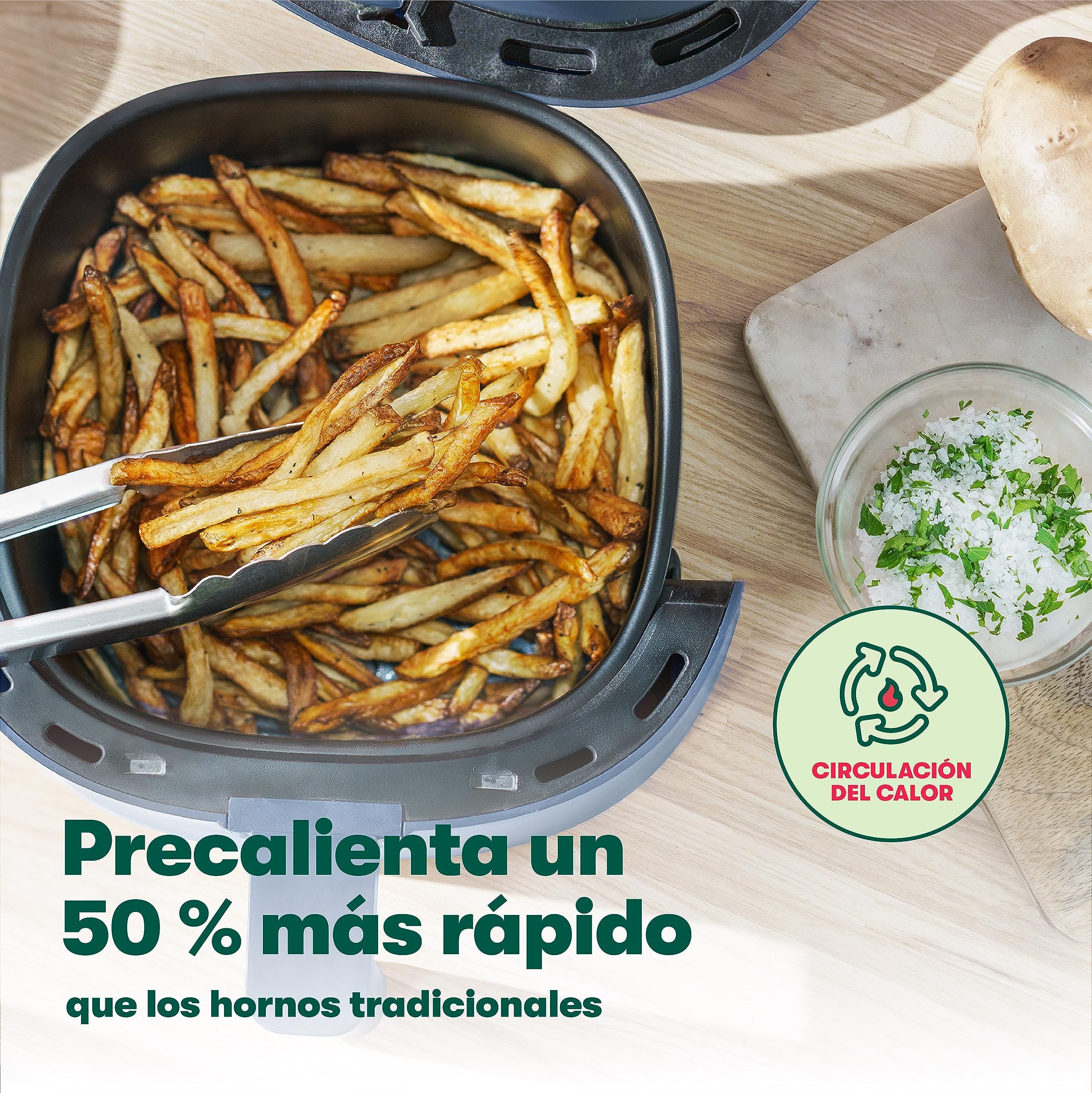 bella Freidora de Aire de 3 L, Sin Precalentamiento, Sin Aceite, Sartén Antiadherente y Bandeja para Elementos Crujientes Aptas para Lavavajillas para Facilitar la Limpieza, Color Azul Mate