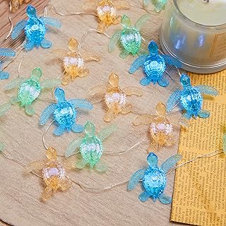 Ocean Theme Multicolor Turtle Decorative String Lights Under the Sea Cute Beach sand Twinkle Light Décor 10ft 30LED Battery Operated with Remote Wedding Birthday Christmas Tree Bath Decoration