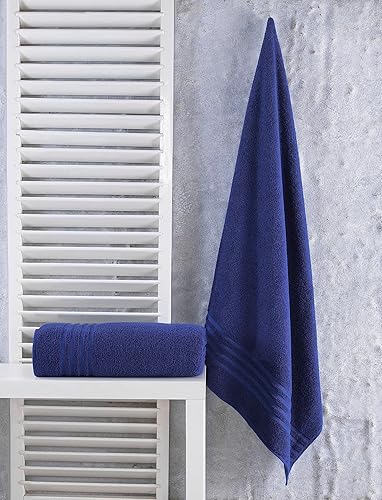 Miniatura 6 de Hammam Linen - Paquete de 2 toallas de baño muy grandes de 89 x 177.5 cm, suaves y absorbentes, 100 % algodón de calidad prémium (color azul marino)