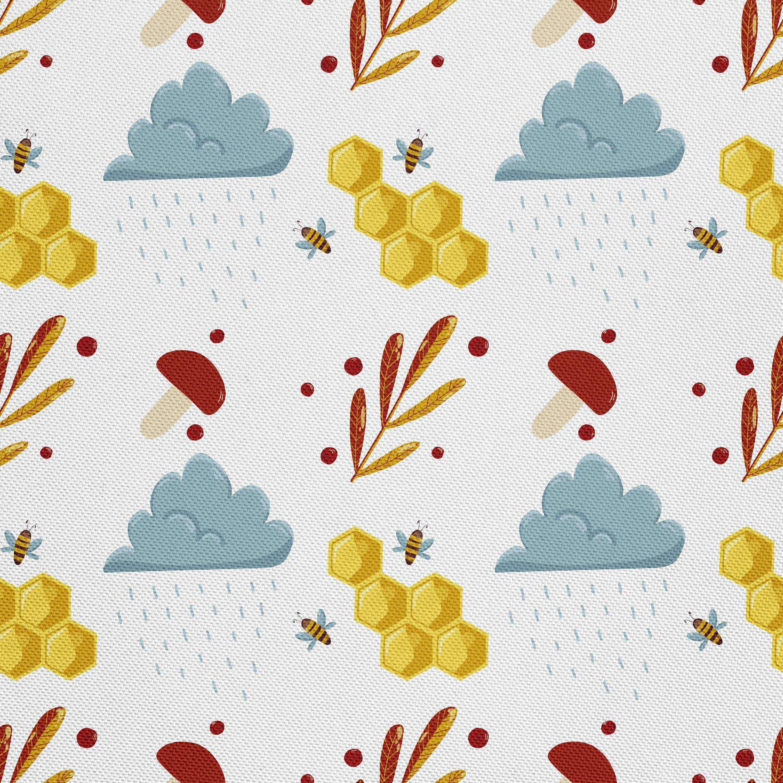 HEKO PANELS Stoff Oxford Wasserdichte Meterware Canvas-Stoff Polyester Stoff Zum Nähen Nähstoffe Möbelstoffe Dekostoffe Handwerken Wasserabweisend Blickdicht Bienen Regen 5 Meter 155 x 500 cm
