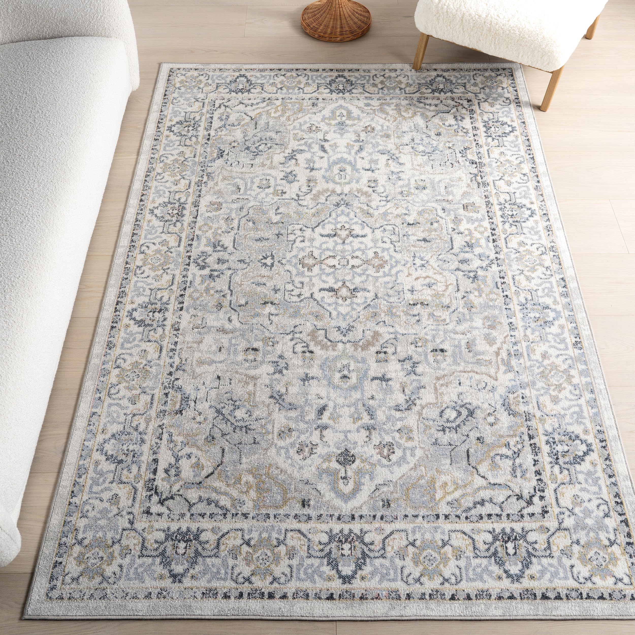 nuLOOM Cady Machine Washable Transitional Runner Rug, 2' 8" x 8', Blue