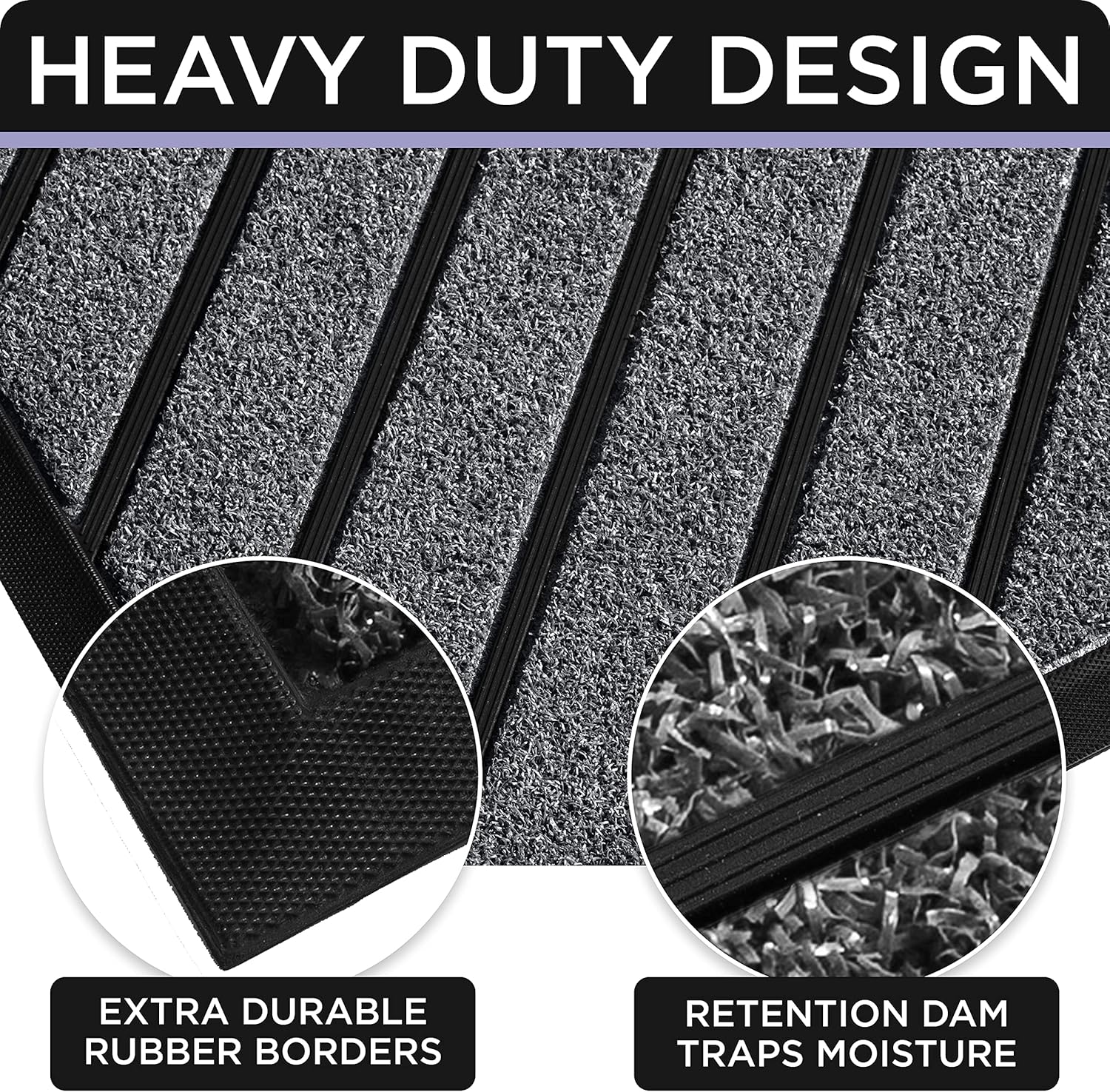 ubdyo Extra Durable Doormat - Efficient Dirt Trapping Door Mat - Ideal for Entryway - No-Slip, Washable Front Entrance Mat - 30'' x 17'' - Dark Grey