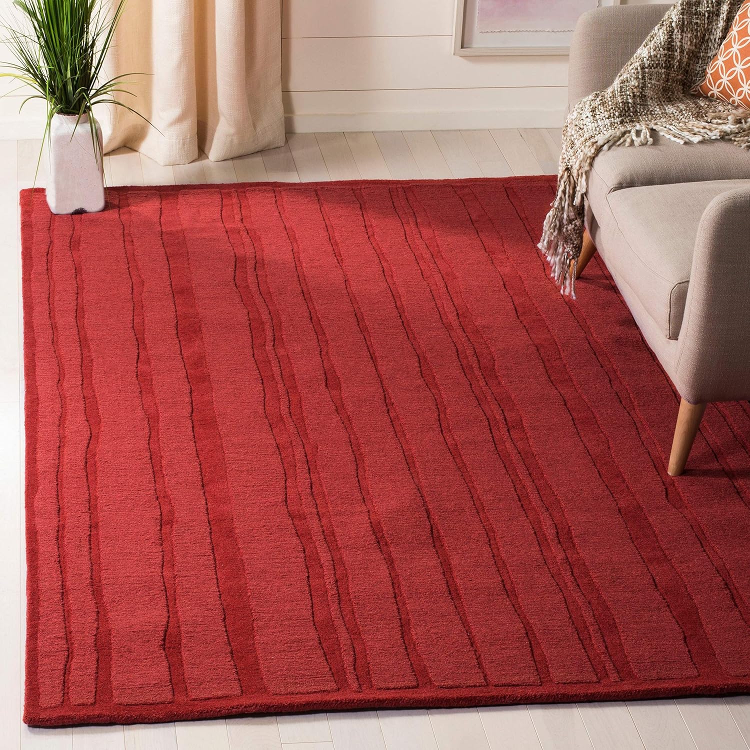 Martha Stewart x SAFAVIEH Area Rug Collection - 5' x 8', Fossil, Handmade Wool, Ideal for Living Room, Bedroom, Office, Dining Space (MSR4619B)