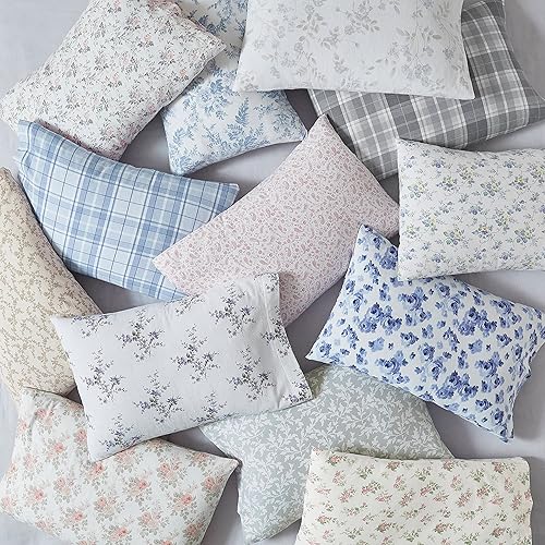 Vista 99 de Laura Ashley - Juego de sábanas de tamaño individual, juego de ropa de cama de franela de algodón, cepillado para mayor suavidad y comodidad