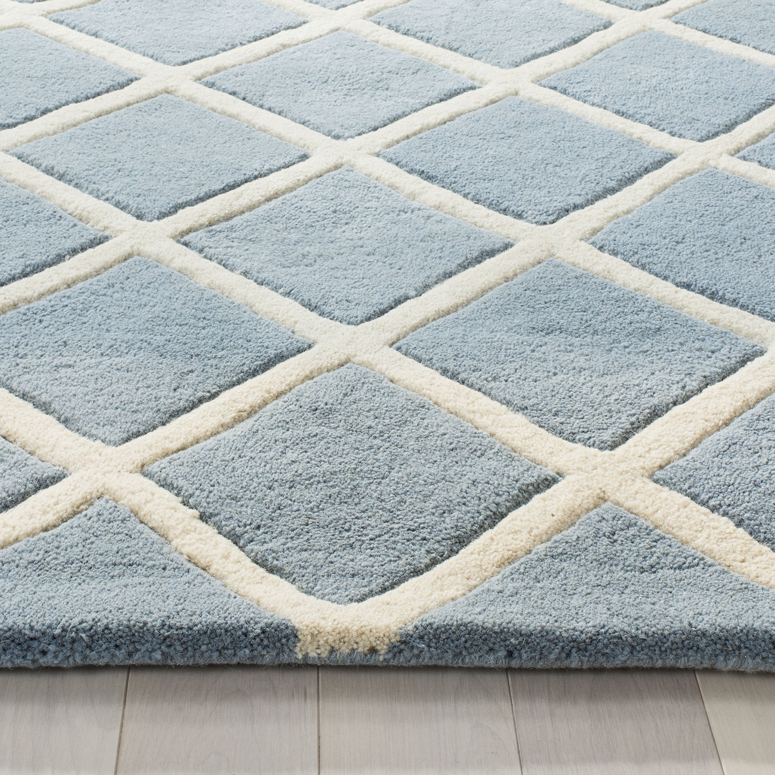 SAFAVIEH Teppich Chatham Collection – Kurzer Flor, Blau/elfenbein, 122x183 Cm, 100 % Wolle, Für Wohnzimmer, Schlafzimmer & Esszimmer