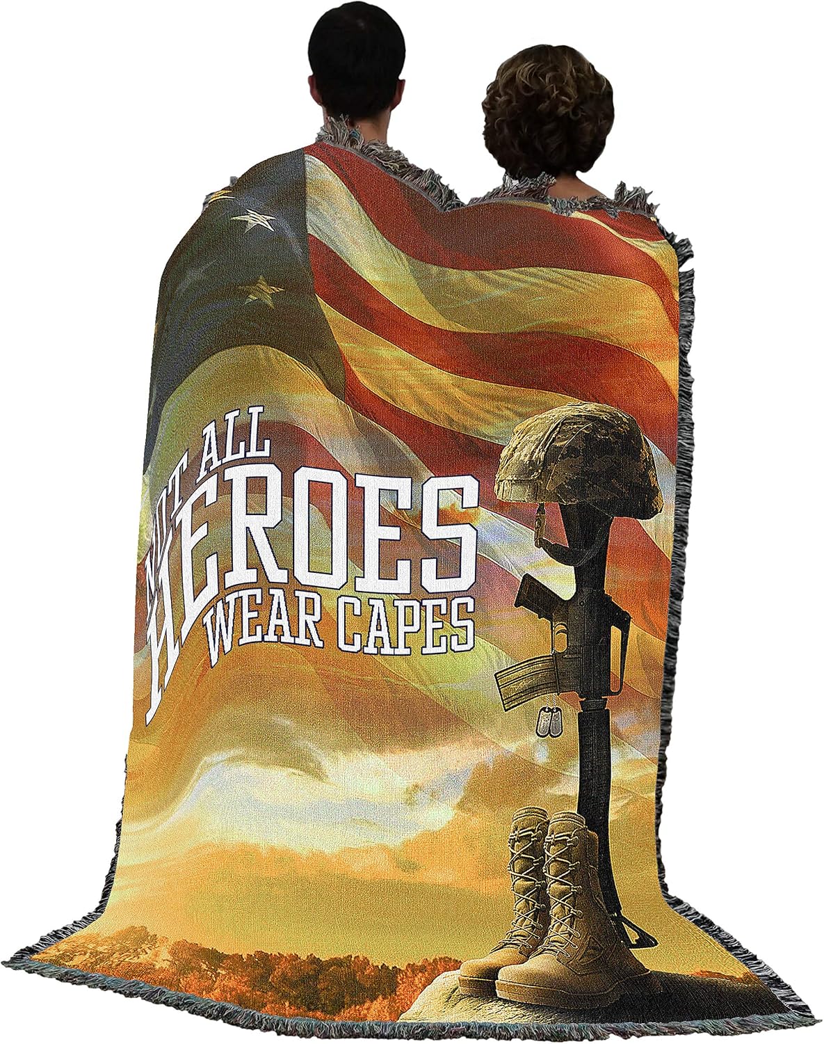Pure Country Weavers Not All Heroes Wear Capes Blanket - Gift Military Sympathy Tapestry Throw Woven from Cotton - Made in the USA (72x54)