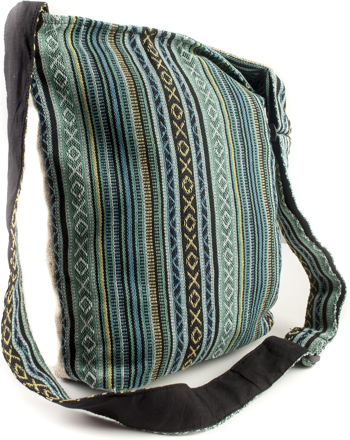 Tree of Life Canvas Crossbody Sling Purse with Tranquil Boho Stripes, Made with Hemp and Cotton, Great For Festivals, Beach, Everyday Wear & More One Size