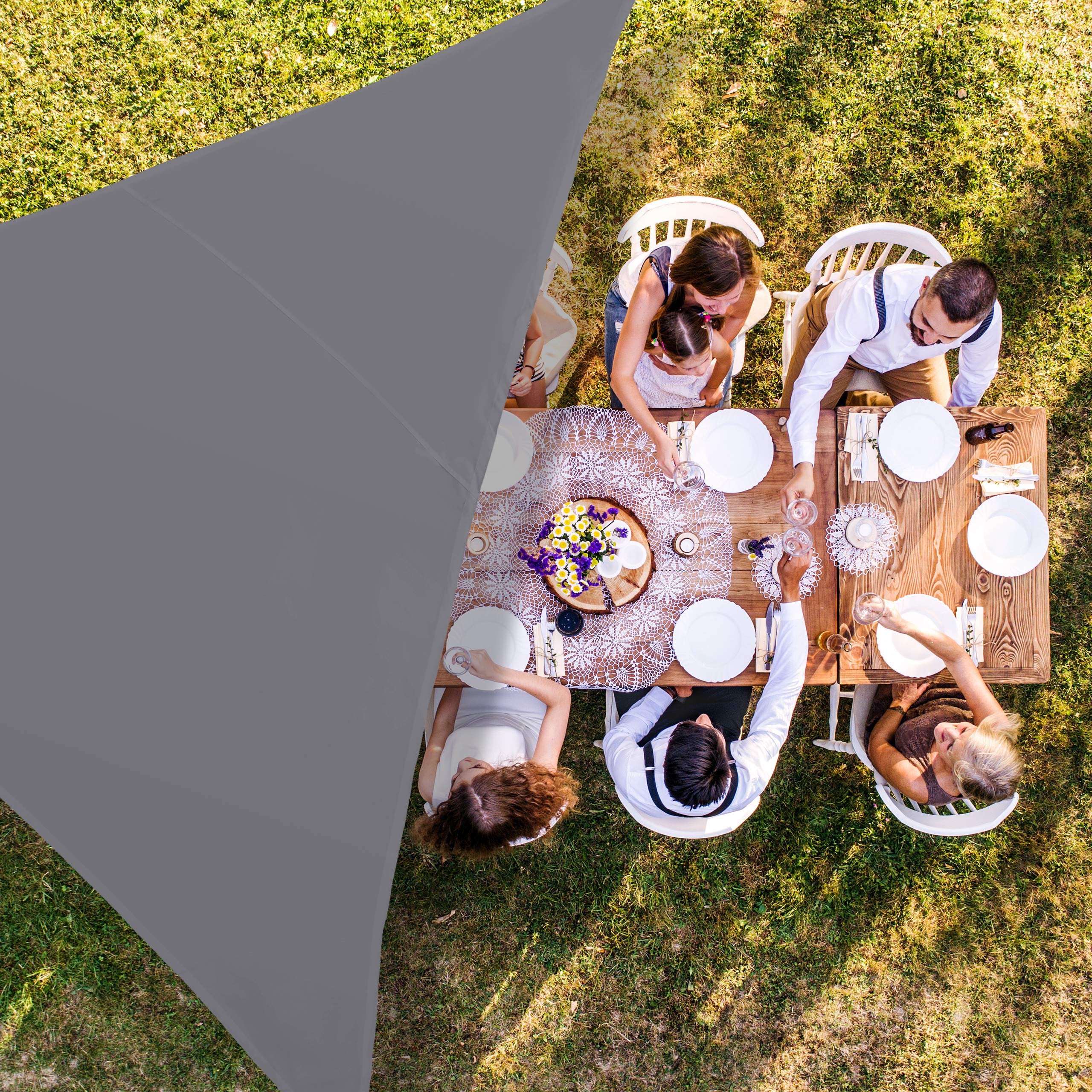 relaxdays Voile d’ombrage Triangle diffuseur d’Ombre Protection Soleil Balcon Jardin UV 6x6x6 m Toile imperméable, Gris