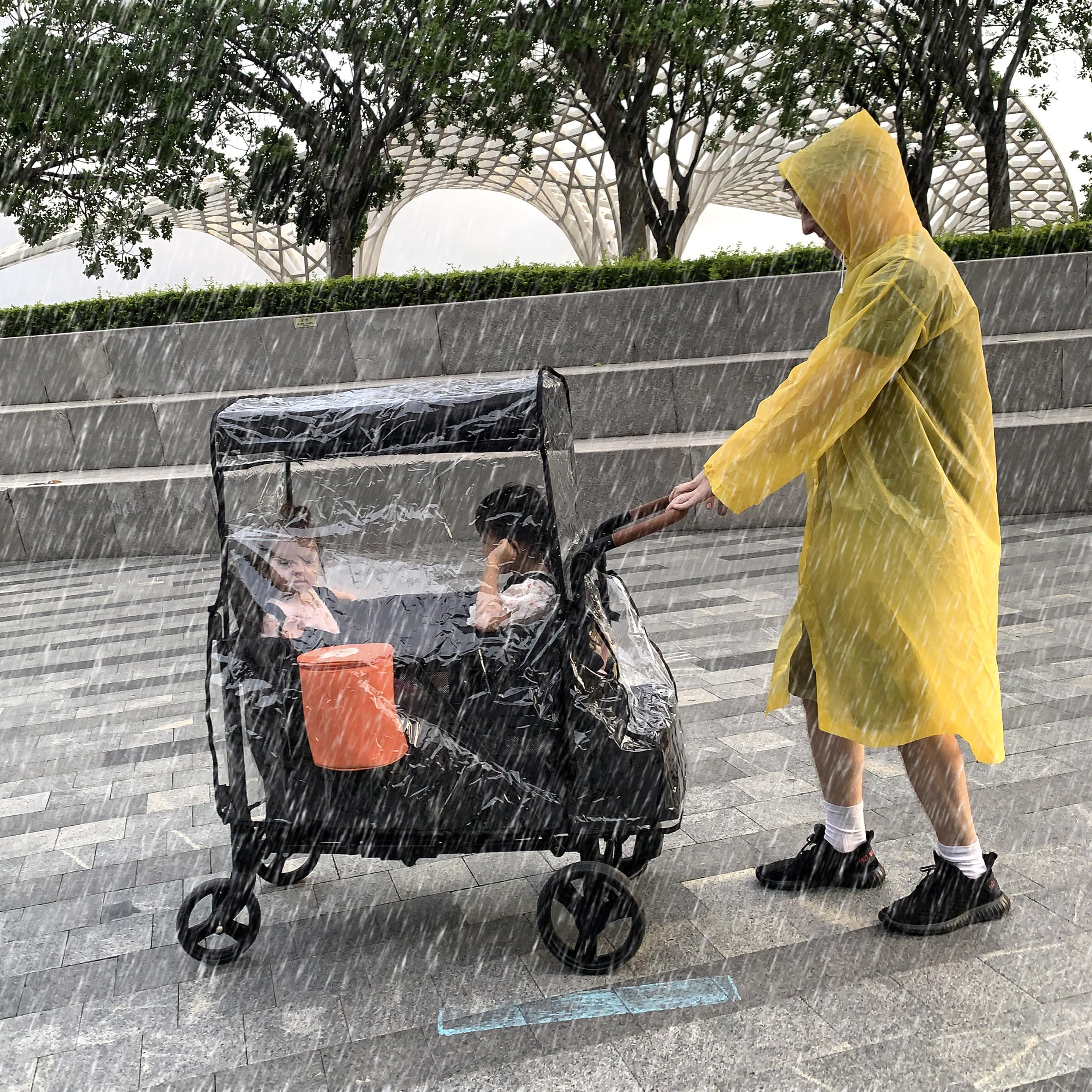 SeedFuture Housse de pluie pour poussette W2 Wagon, housse de pluie compatible avec WONDERFOLD W2, imperméable, coupe-vent, protège de la poussière et de la neige
