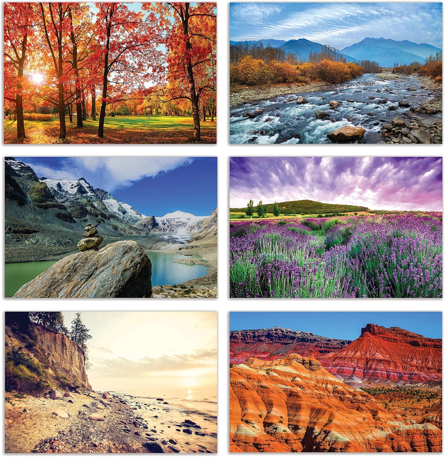 Product image of Better Office Products 50-Pack All Occasion Greeting Cards Box Set, 4 x 6 inch, 50 Assorted Blank Note Cards & 50 Envelopes, 6 Nature Photography Americana Designs, Blank Inside, 50 Pack