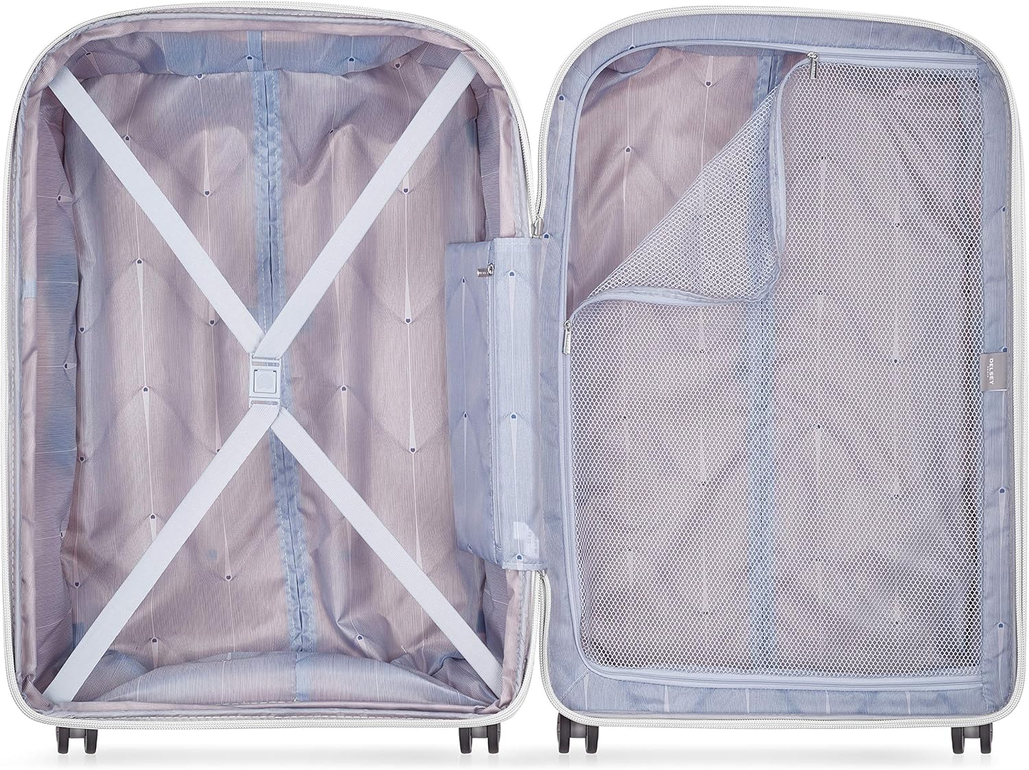  | DELSEY Paris Clavel Hardside Expandable Luggage with Spinner Wheels, White, Checked-Medium 25 Inch | Suitcases