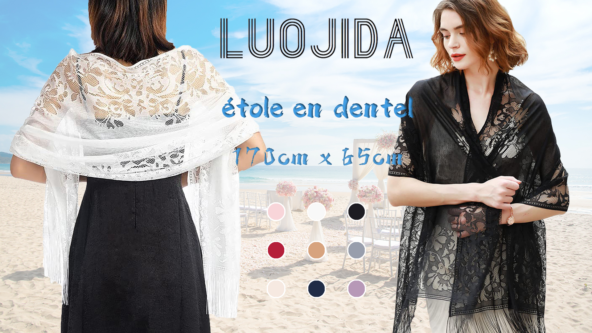 Châle En Dentelle Noire Ronde Avec Perles Pour Femmes,cape De Mariage