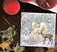Vista 6 de Servilletas navideñas de 20 quilates de 13 x 13 pulgadas, hermosas servilletas de invierno con diseño de ángel