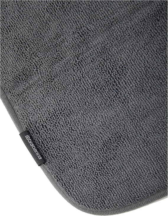 Brabantia SinkSide 16 x 19 Microfiber Dish Drying Mat for Kitchen Countertop (Dark Gray) Foldable Machine-Safe Absorbable Pad for Plates, Pots, Glasses