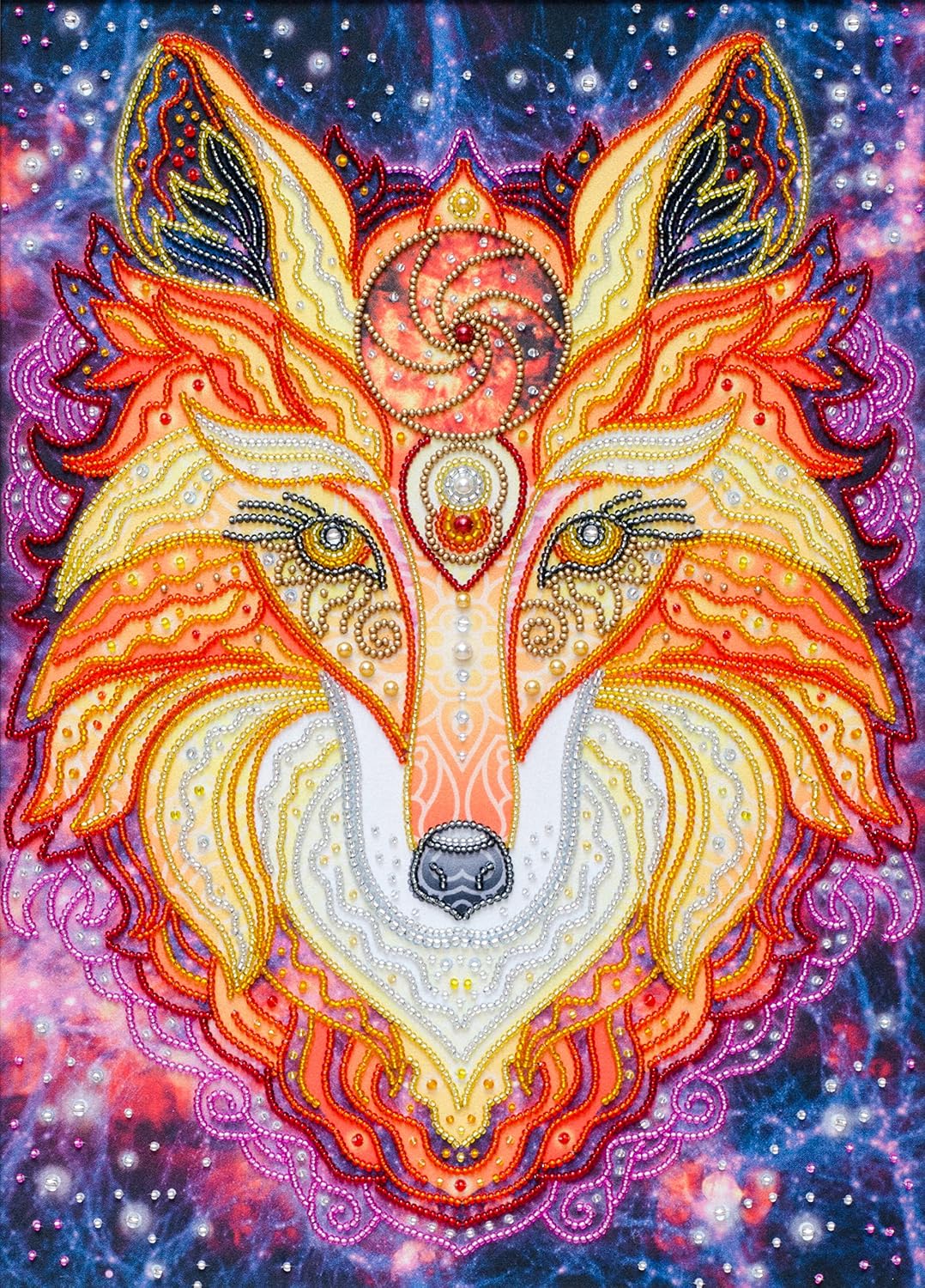 Flame Fox - TN-1175 - Bead Embroidery kit - 13.78" x 9.84" / 35x25 cm - Contemporary Embroidery - 100% Glass Seed Beads Preciosa - Needlework - Handcraft - Needle Arts - Decor