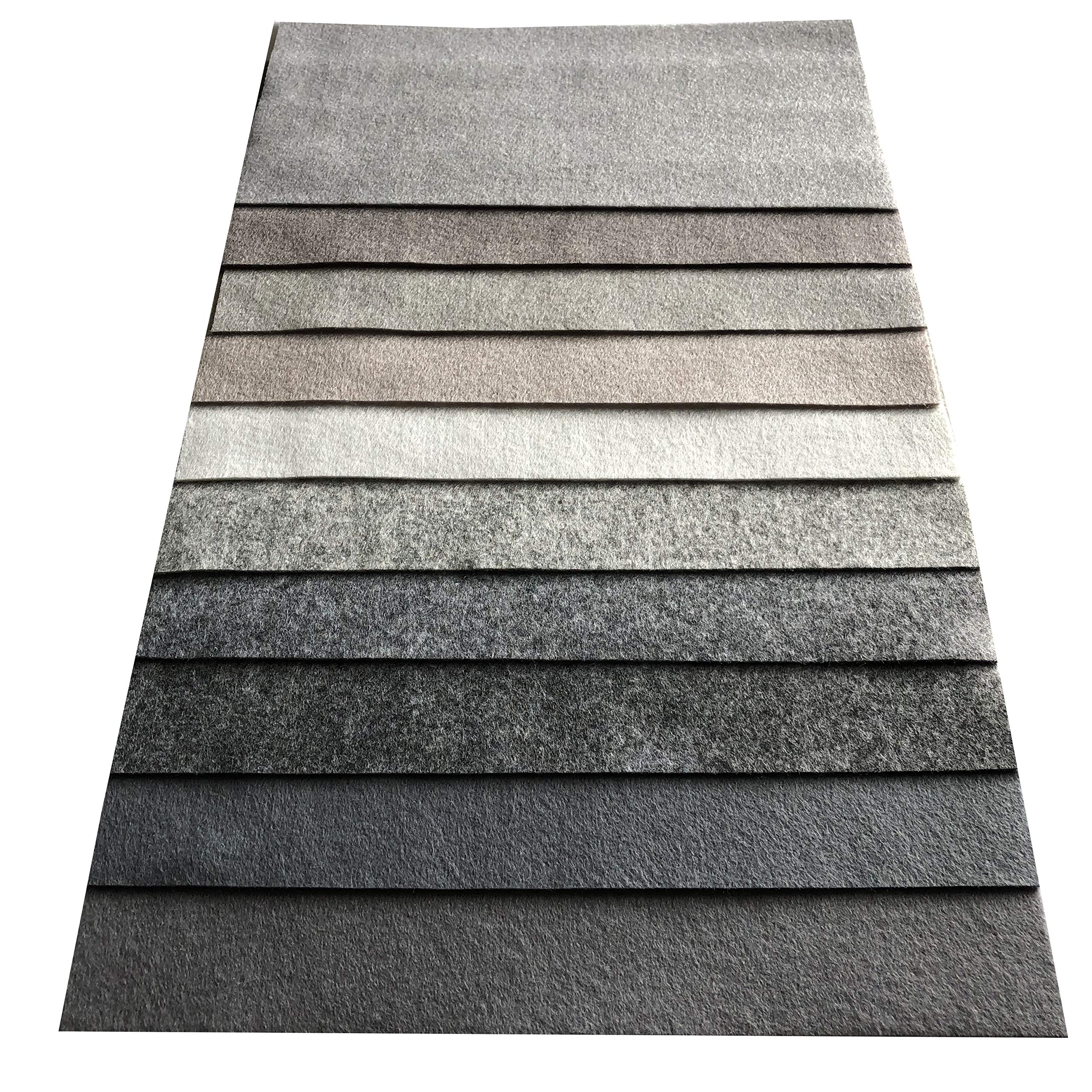 FYVIE STAR FABRICSSilver Grey, Green, Grey Felt Sheets - 10 Sheets Per Pack - Size 11cm x 22cm - Modern Unisex Felt Craft Kit