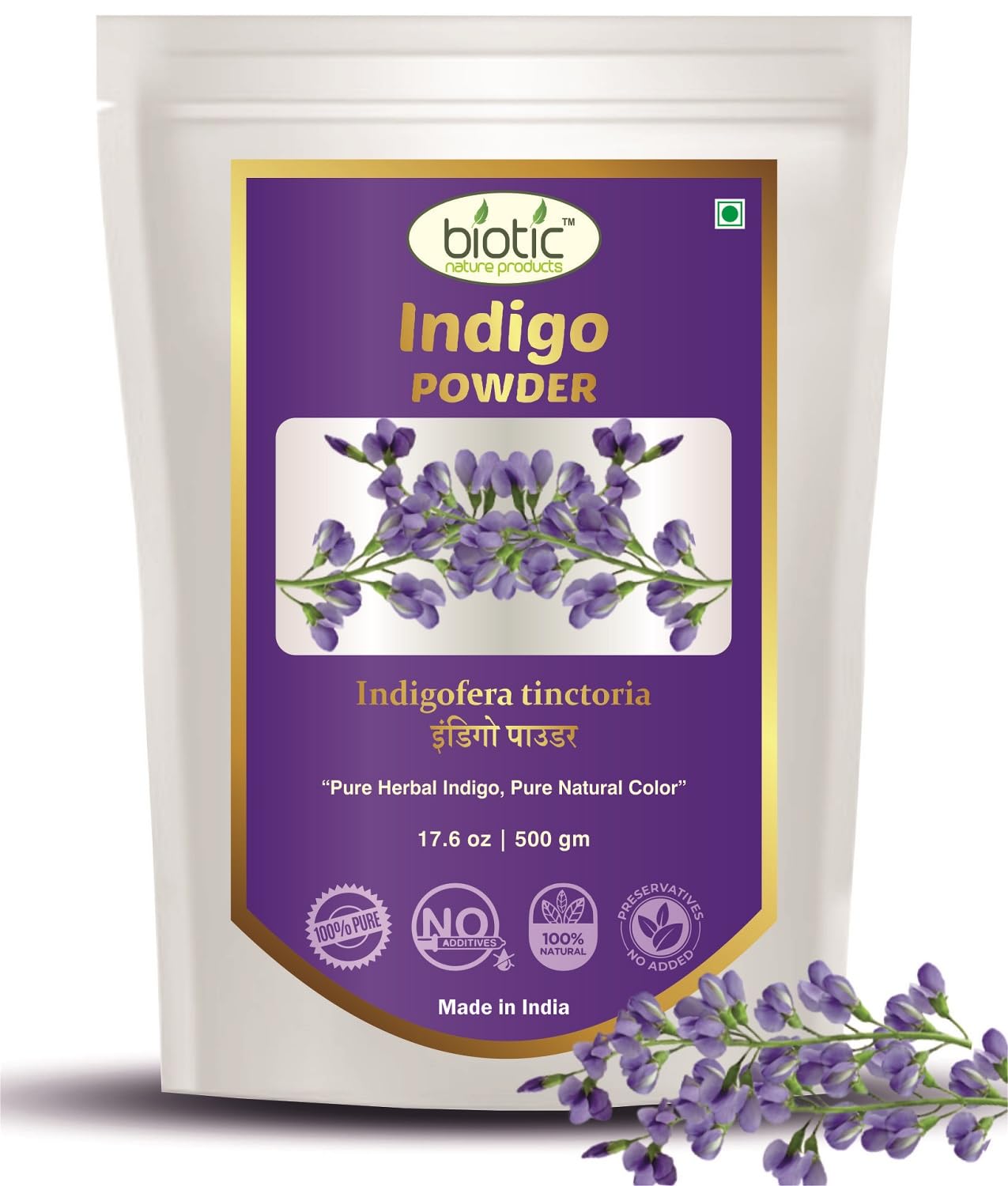 Biotic Natural and Herbal Indigo Powder for Hair Colour - Natural Organic Hair Dye for Black Brown Color for Men Women - 500gm-picture-17