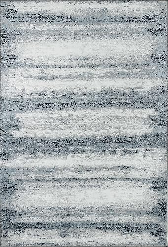 Miniatura 2 de GLORY RUGS Alfombra abstracta moderna de 5 x 7 pies, color gris azul marino, desteñida, suave, para sala de estar, dormitorio, hogar y oficina