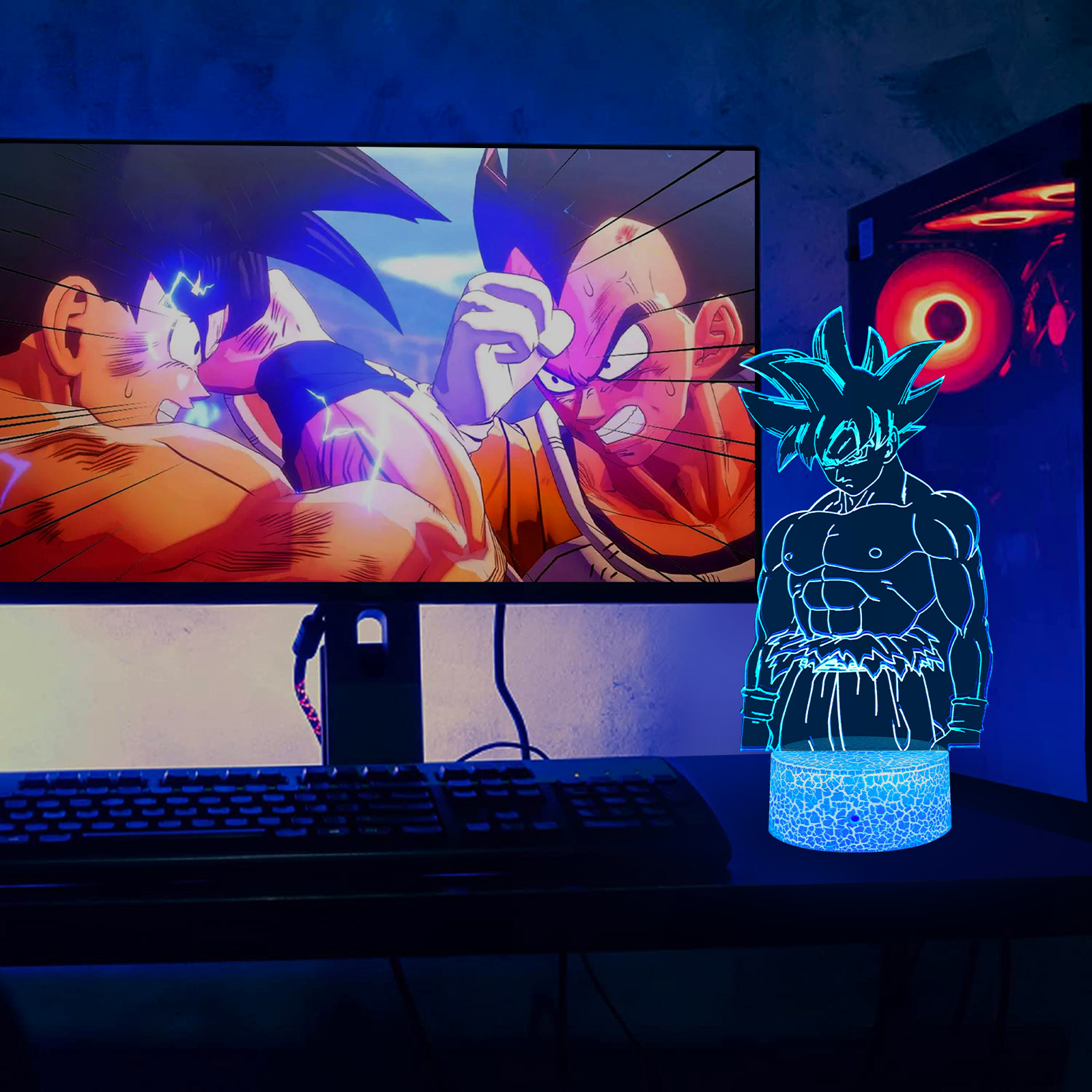 Veilleuse 3D Goku Pour Enfants - 16 Couleurs, Télécommande, Effet Illusion Optique