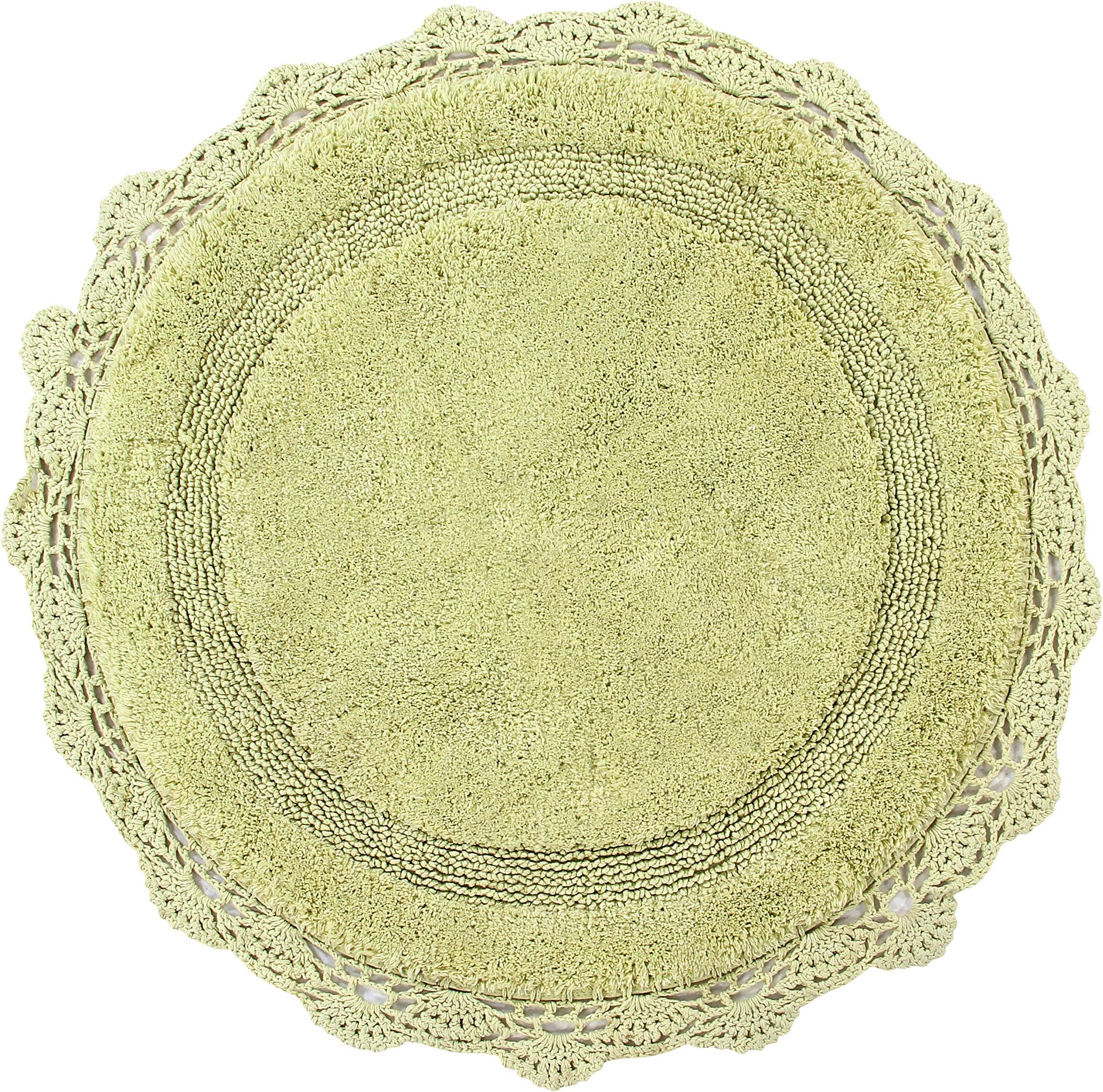 Crochet Collection - Designer, Plush 100% Cotton Round, Oval Bath Area Rug (40 inches, Pale Green)