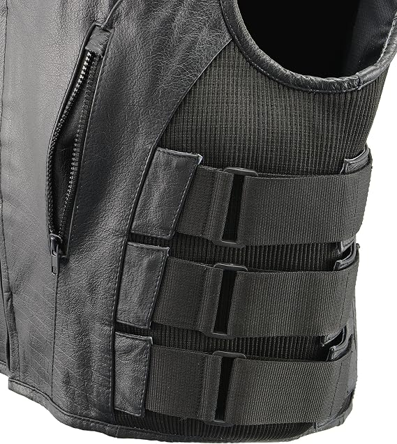 Mens Leather SWAT Style Vest | Premium Natural Buffalo Leather