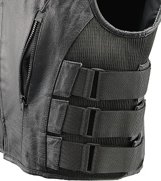 Mens Leather SWAT Style Vest | Premium Natural Buffalo Leather