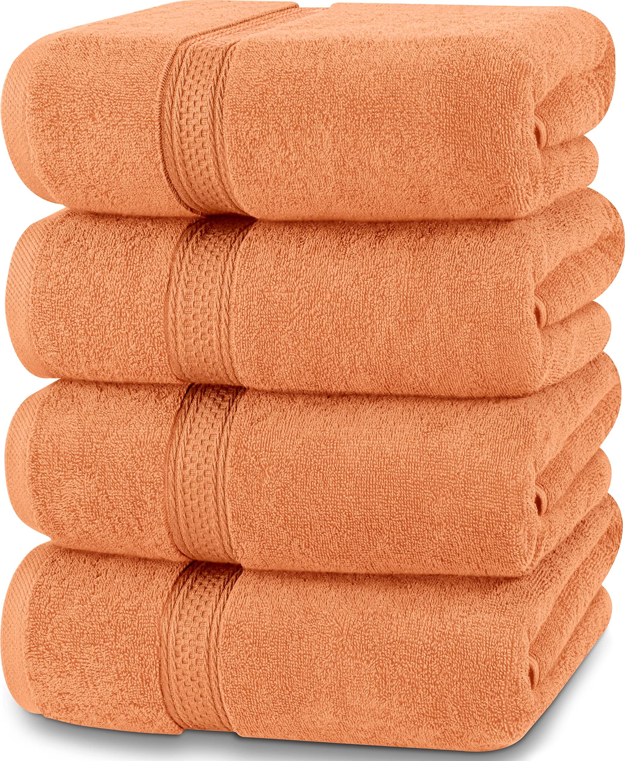 Utopia Towels 4 Pack Premium Bath Towels Set, (27 x 54 Inches) 100% Ring Spun Cotton 600GSM, Lightweight and Highly Absorbent Quick Drying Towels, Perfect for Daily Use (Peach)