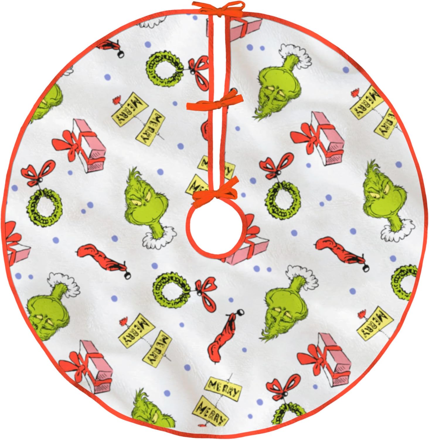 Hallmark Christmas Tree Skirt, Dr. Seuss's How the Grinch Stole Christmas! Tree Skirt, 48", Fabric, Gifts for Dr. Seuss Fans