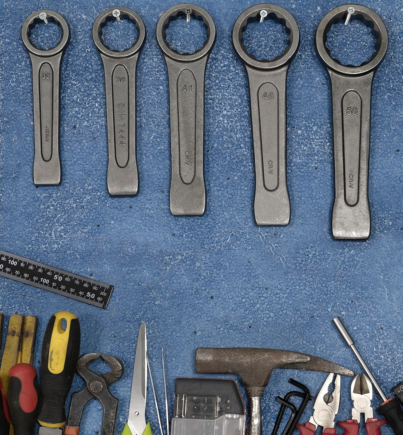 AERZETIX - C64801 – Polygonal Star Strike Wrench 32 x 190 mm – DIN 7444 – Ring/Eye 12 Sides – in CR-V Steel – Silver – Heavy Load Tightening Mount Loosening Mechanical Nut Bolt